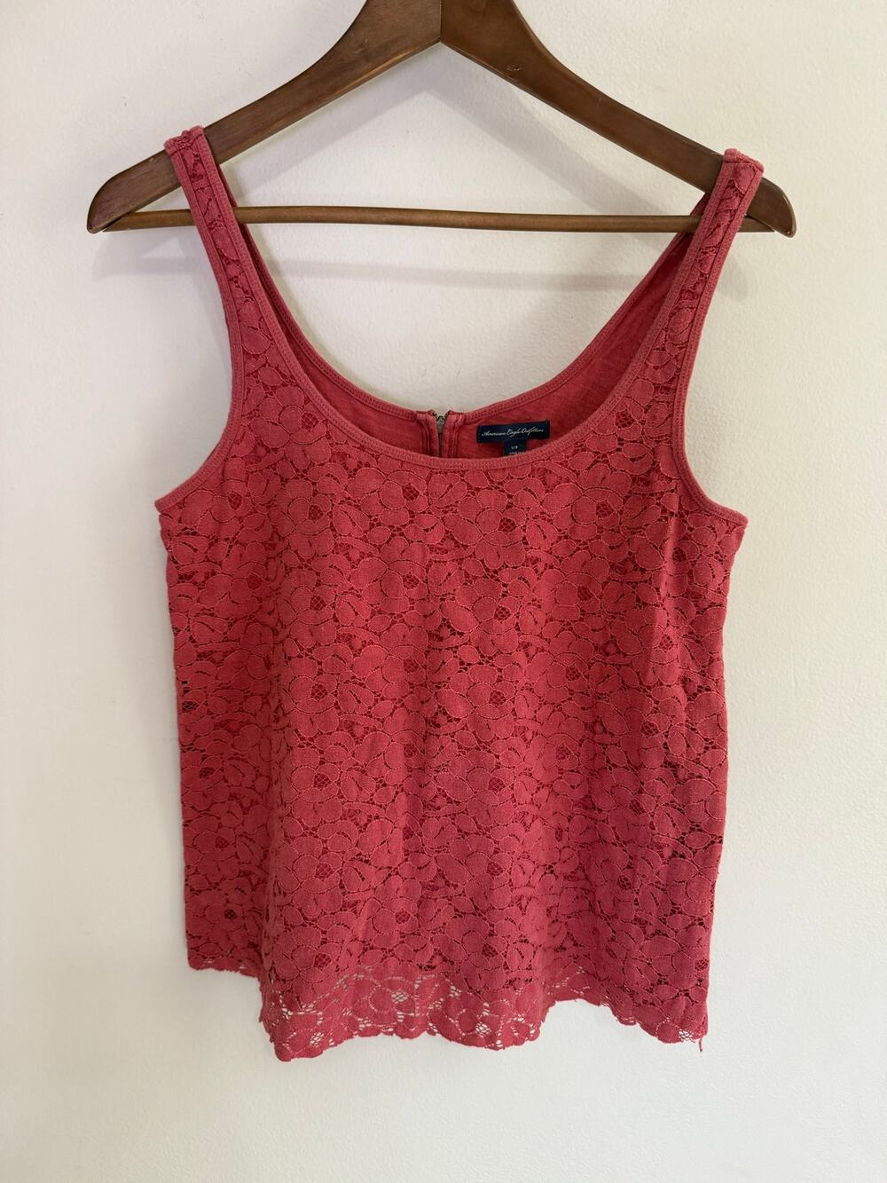 American Eagle Outfitters Floral Lace Tank Top Coral Rust Sleeveless Small